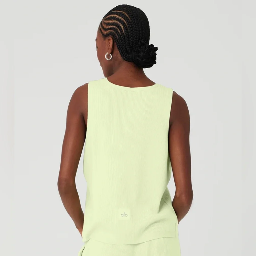 NWT $118 Alo Yoga Knit Salana Tank Iced Green Tea XS - Picture 3 of 5
